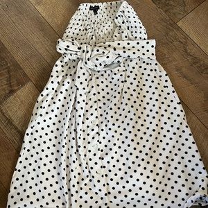 POKA DOT KENDALL AND KYLIE DRESS, FRONT CUT OUT, SIZE SMALL, STRAPLESS